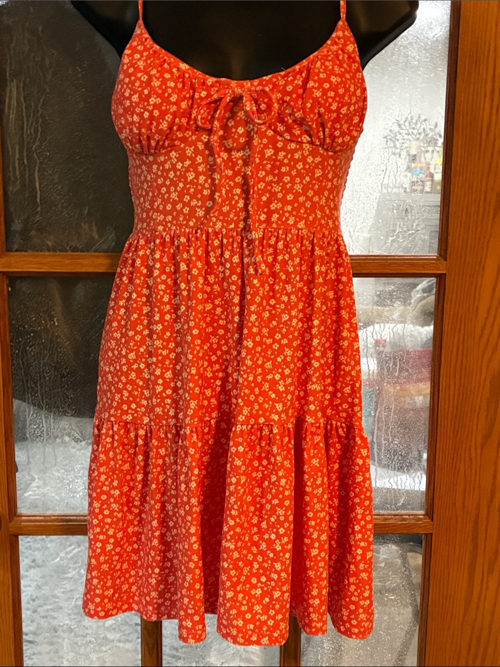 No Boundaries Red Floral Tie-Front Mini Dress